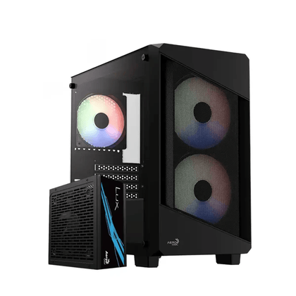 Aerocool B312F Flow ARGB Mid Tower Case 3 Fan ARGB Black + LUX 550W 80+ Bronze PSU - AHW Store