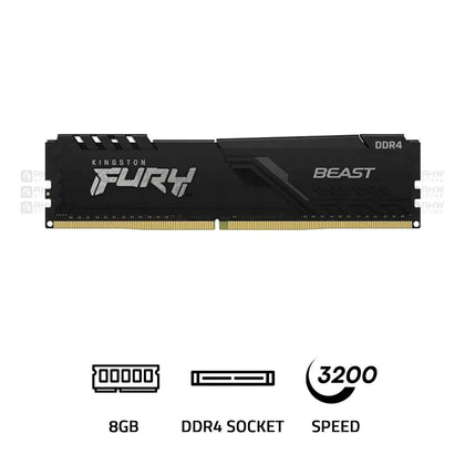 Kingston FURY Beast 8GB 3200MHz CL16 DDR4 Black RAM - AHW Store