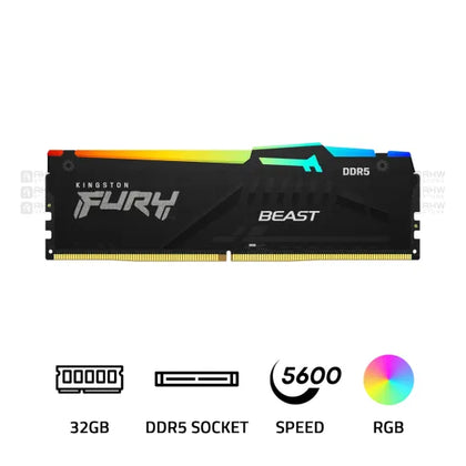 Kingston Fury Beast DDR5 32GB 5600 MHz CL40 RAM Black