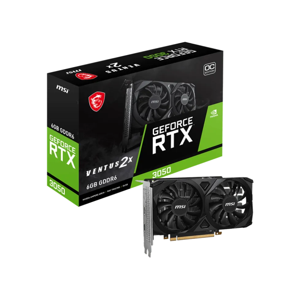 MSI GeForce RTX 3050 VENTUS 2X 6GB GDDR6 OC Graphics Card Black