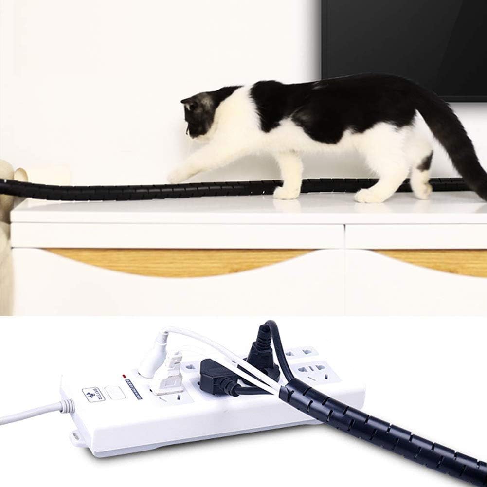 10FT Cable Management Sleeve 0.8" Diameter Flexible Expandable Cord Organizer Wire Hider Wrap Tube With Zip Clip For PC TV Computer Home & Office - AHW Store