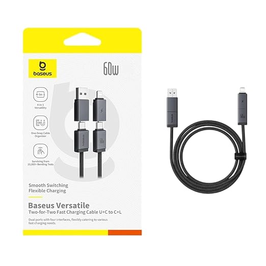 Baseus 4-in-1 60W Fast Charging Cable 0.5m