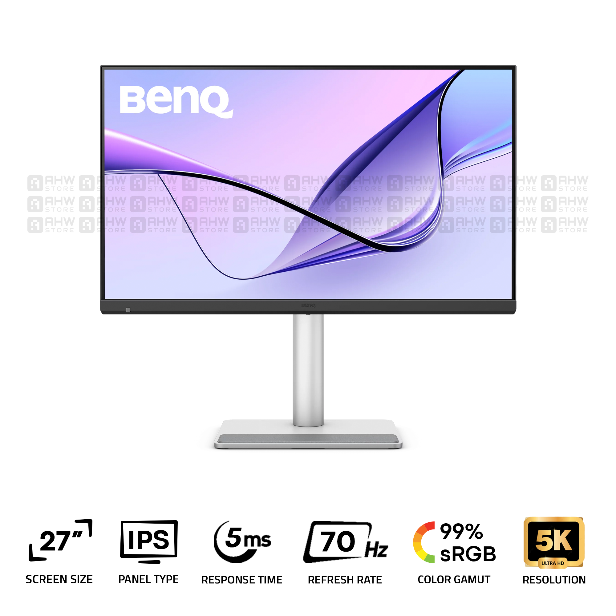 BenQ MA270S Designer Monitor For MacBook 27 Inch IPS 5K 70Hz 5Ms Built-in Speaker Silver