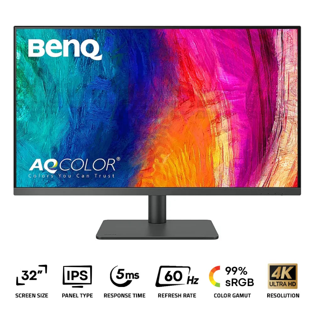 BenQ PD3205U Designer Monitor 31.5 Inch IPS 4K 60Hz 5Ms Black (Open Box) + HP X220 Gaming Mouse (Gift)