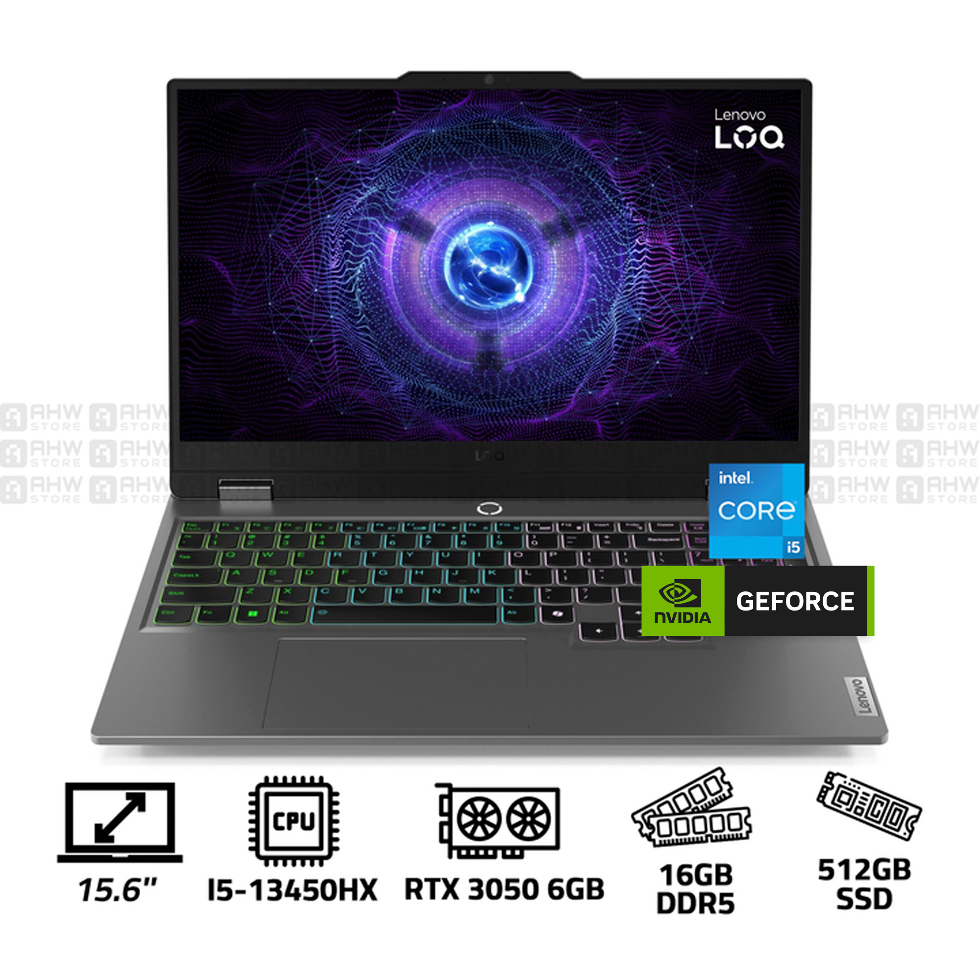 LENOVO - LOQ - CORE i5-13450HX - 10 CORES - 16GB DDR5 \ 512GB SSD \ RTX 3050 6GB \ 15.6 - 144Hz - RGB MOUSE - 2 YEARS