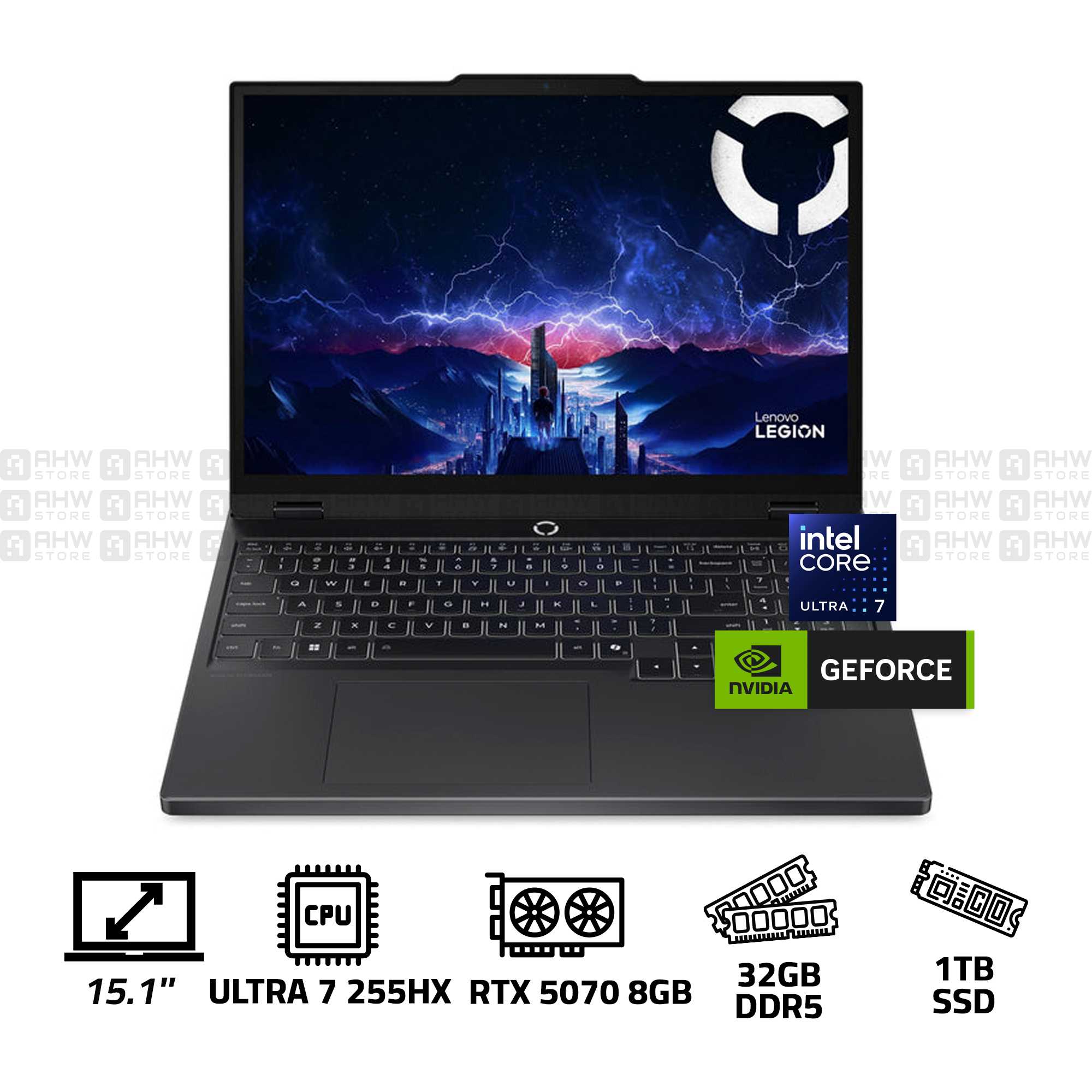 Lenovo Legion 5 Intel Core Ultra 7 255HX 20 Core-32GB DDR5 - 1T SSD -RTX 5070 8GB - 15.1" WQXGA (2560x1600) OLED 1000nits 165Hz- 2 YEARS