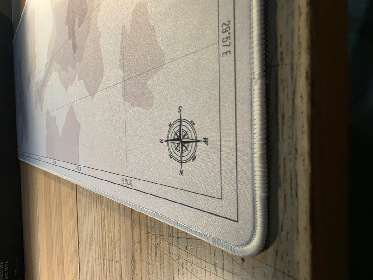 ONE PC XL Mouse Pad White Map Edition 90 × 40 cm — High-Precision Tracking & Water-Repellent Textile