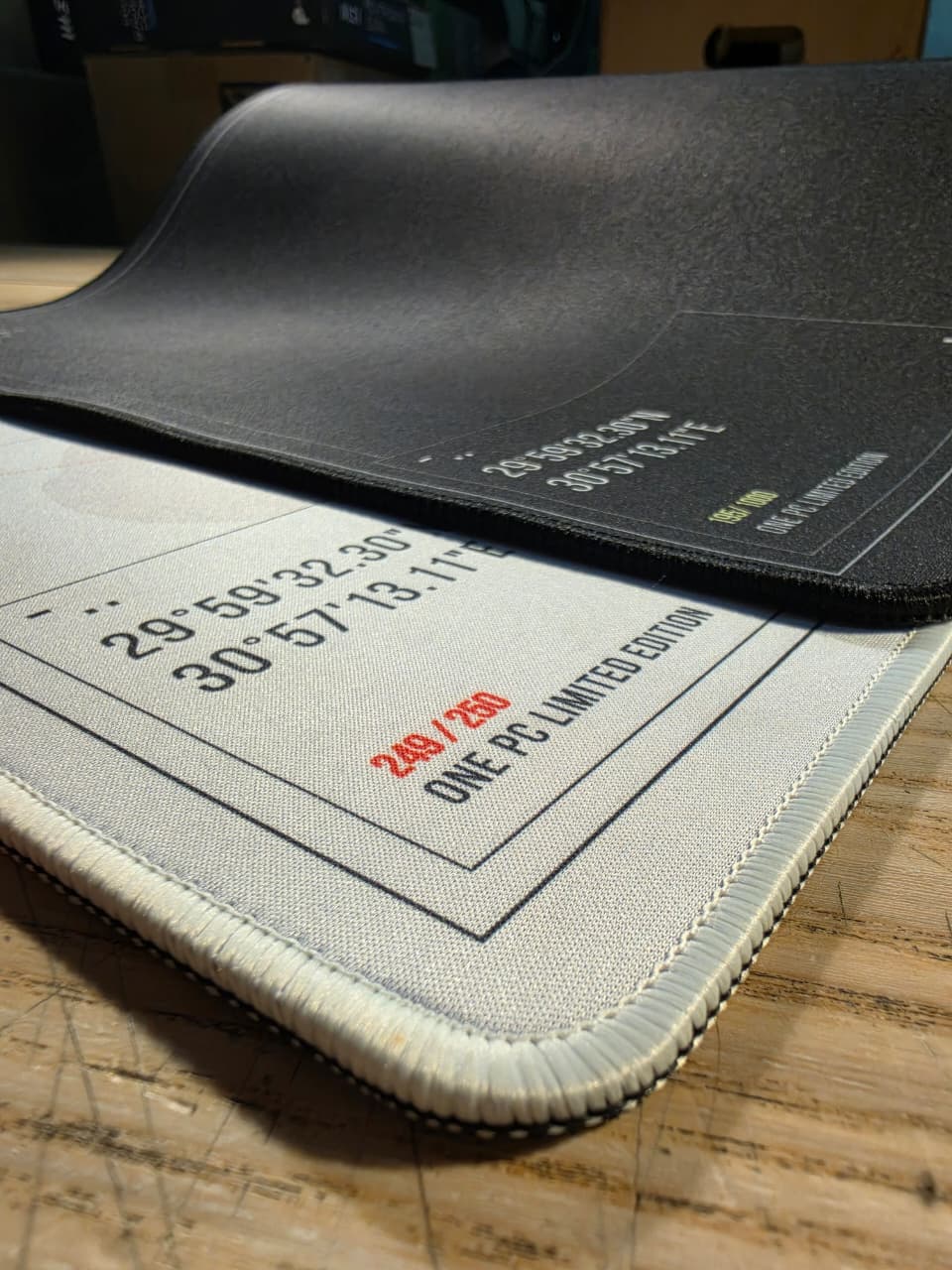 ONE PC XL Mouse Pad Black Map Edition 90 × 40 cm — Limited Edition Serialized Badge & Nautical Compass