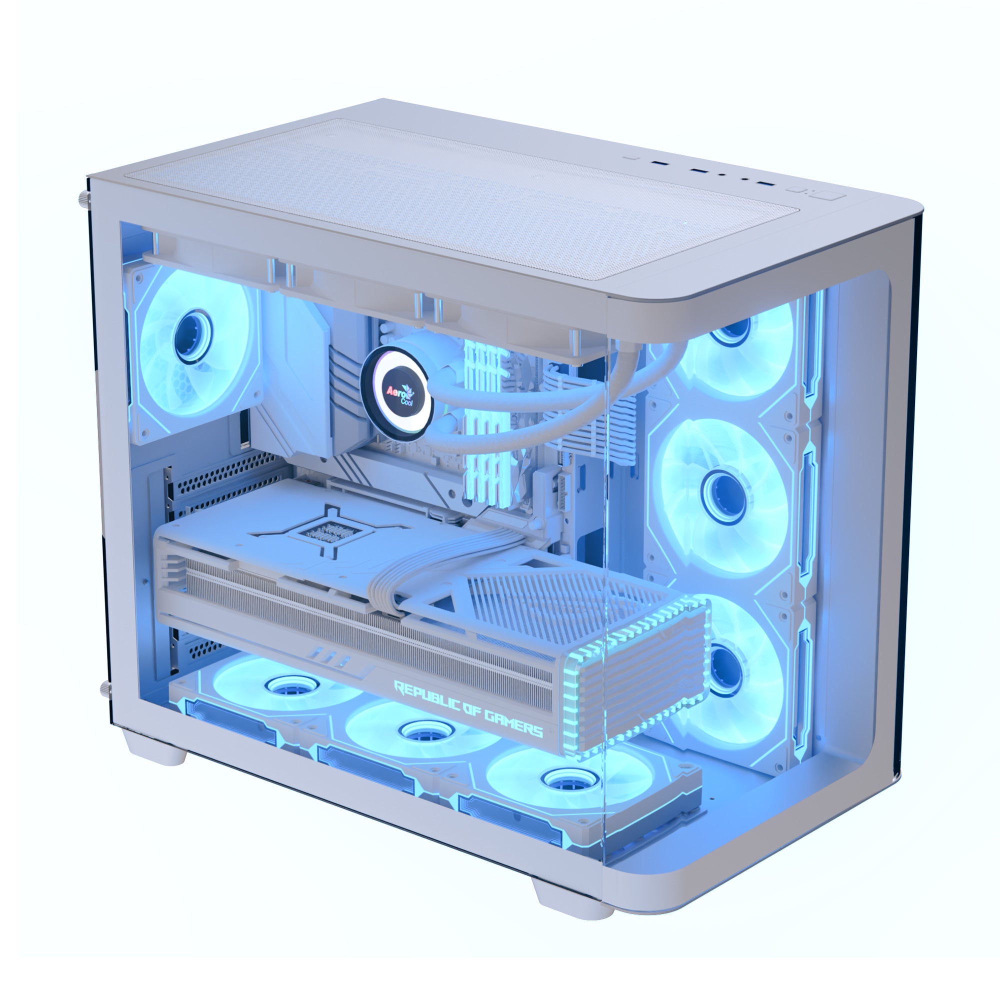 Aerocool P500C ARGB Mid Tower Case 4 Fan ARGB White + AERO 750W 80+ Bronze PSU