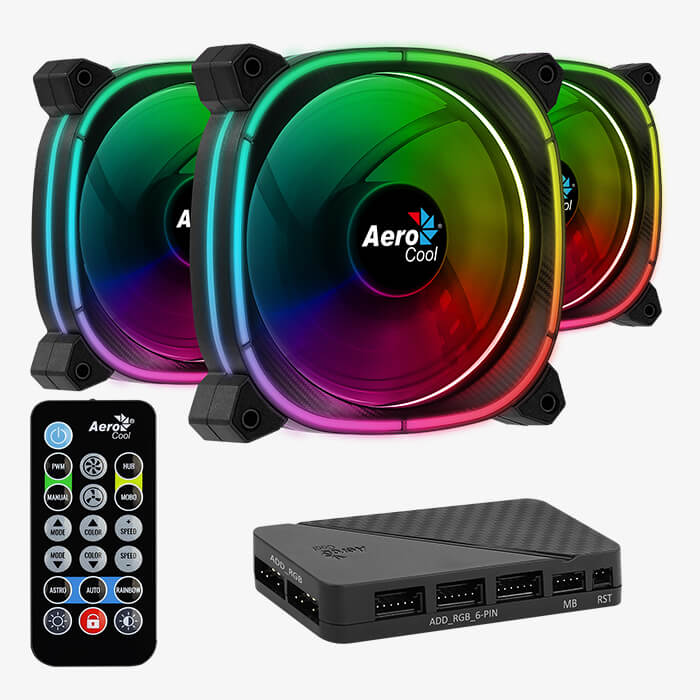 Aerocool Duo 12 Astro 120mm ARGB 3 Fan + H66F HUB + REMOTE