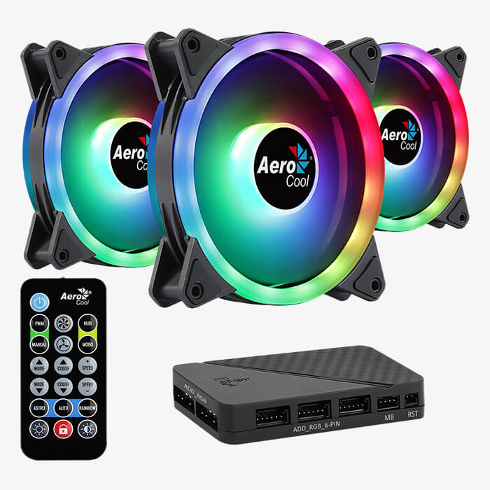 Aerocool Duo 12 Pro 120mm ARGB 3 Fan + H66F HUB + REMOTE