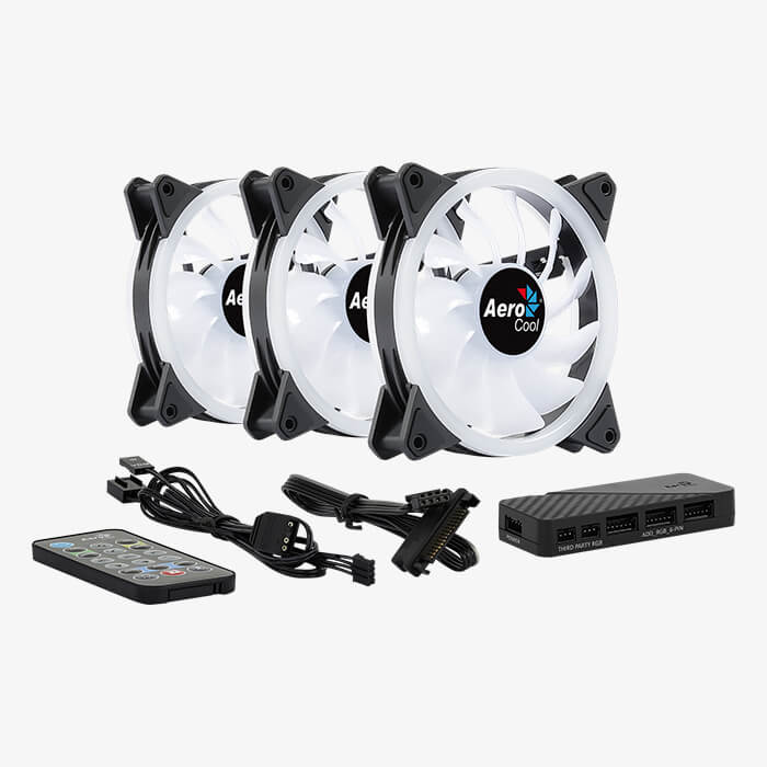 Aerocool Duo 12 Pro 120mm ARGB 3 Fan + H66F HUB + REMOTE