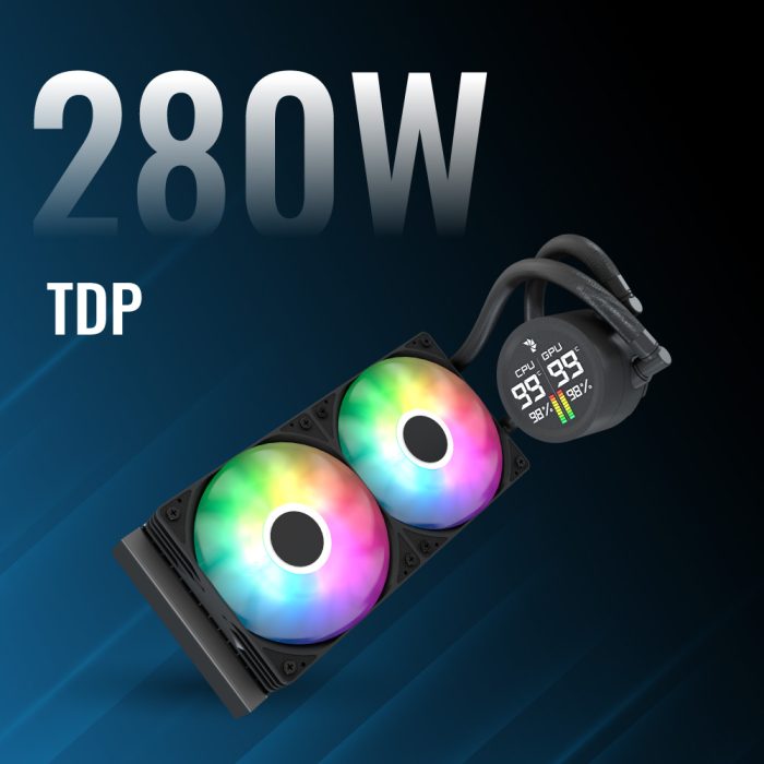 Aerocool Abyss L240R Digi 240 ARGB AIO Liquid Cooler Black