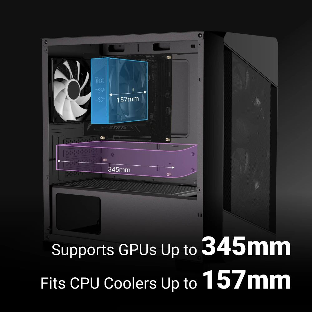 Aerocool B312F Flow ARGB Mid Tower Case 3 Fan ARGB Black + LUX 550W 80+ Bronze PSU - AHW Store