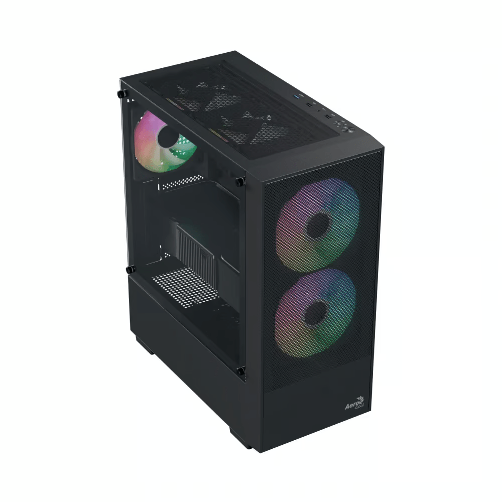 Aerocool B508A Flow ARGB Mid Tower Case 5 Fan ARGB Black + LUX 550W 80+ Bronze PSU - AHW Store