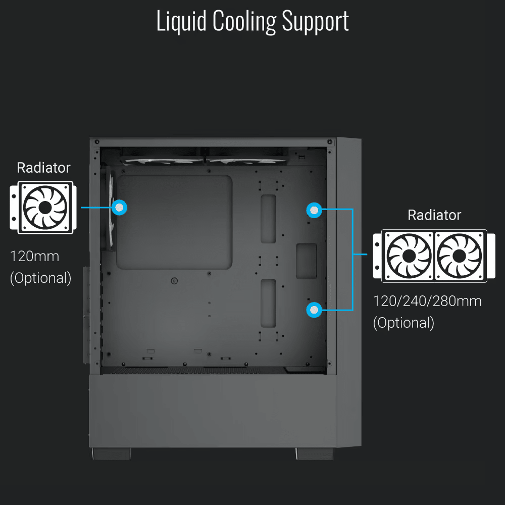 Aerocool B508A Flow ARGB Mid Tower Case 5 Fan ARGB Black + LUX 550W 80+ Bronze PSU - AHW Store