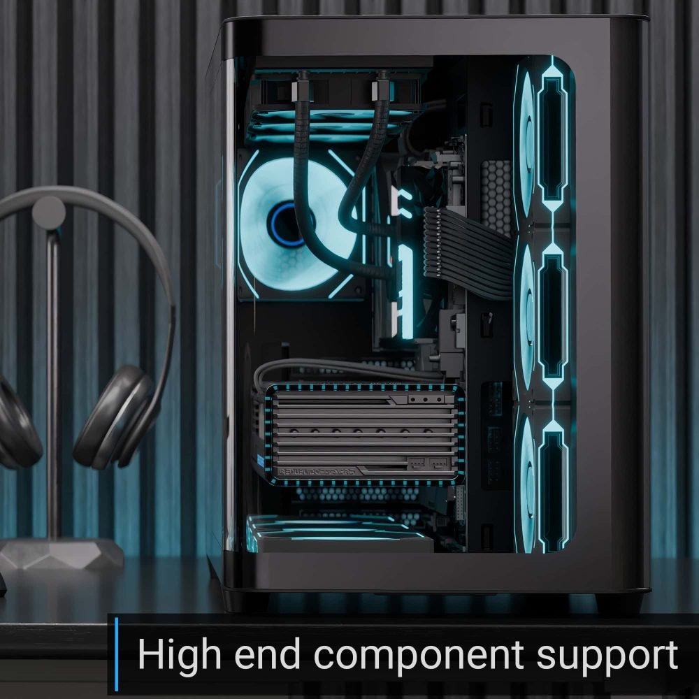 Aerocool P500C ARGB Mid Tower Case 4 Fan ARGB Black + AERO 750W 80+ Bronze PSU - AHW Store