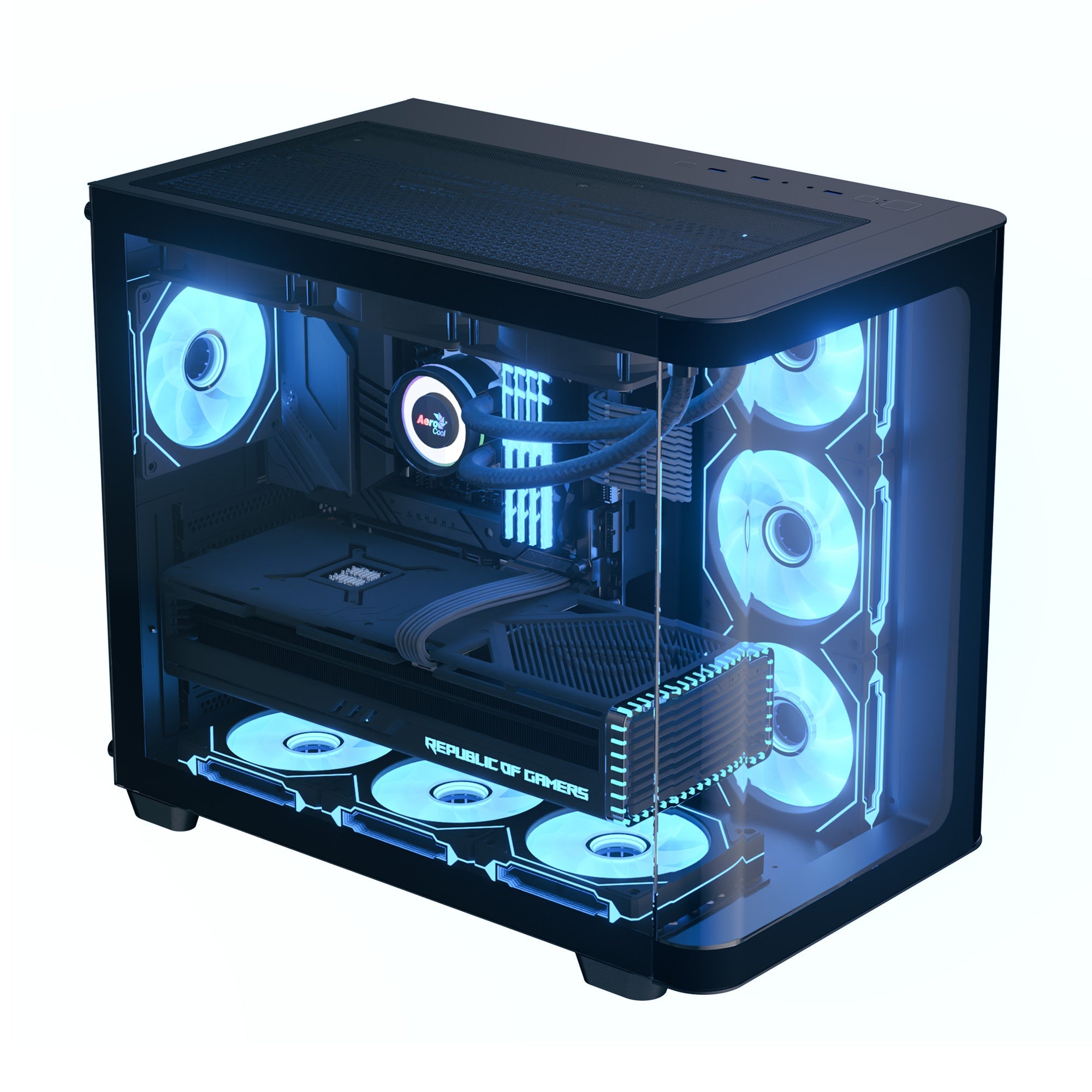 Aerocool P500C ARGB Mid Tower Case 4 Fan ARGB Black + AERO 750W 80+ Bronze PSU - AHW Store