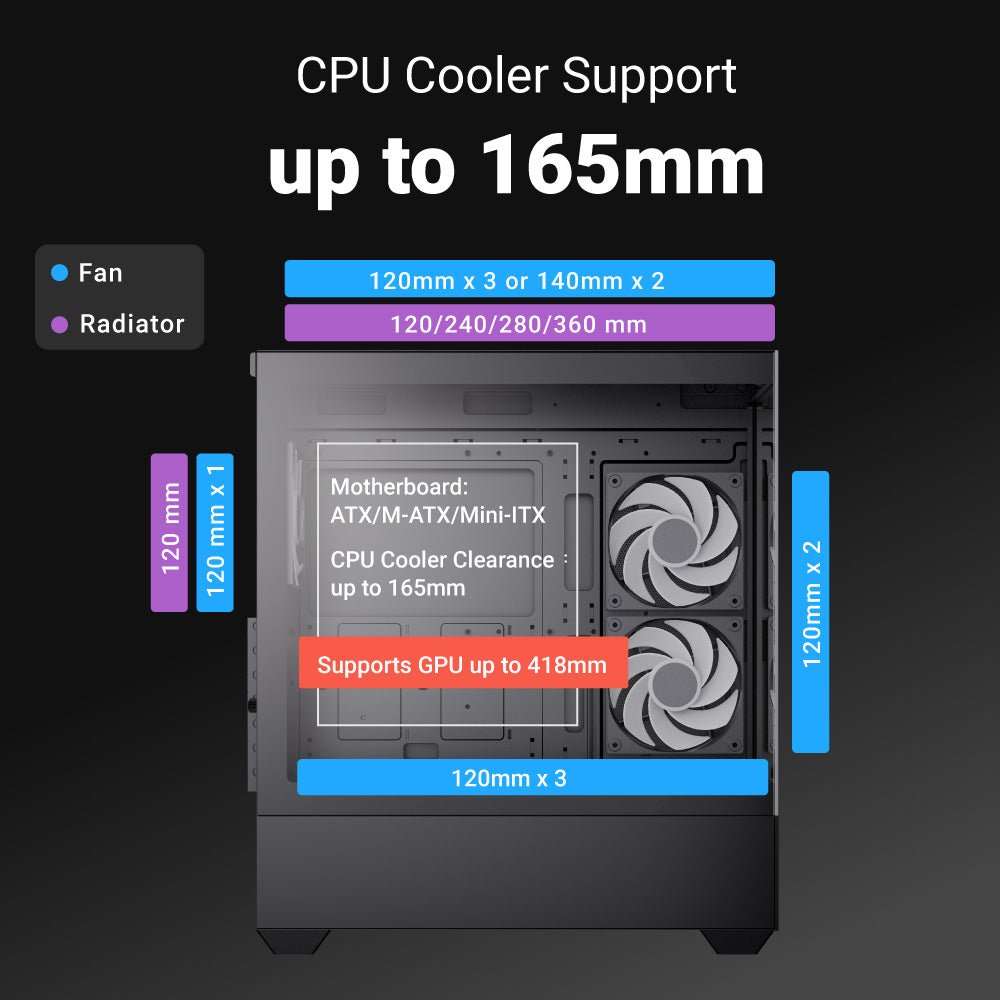 Aerocool P500D ARGB Mid Tower Case 3 Fan ARGB Black + LUX 650W 80+ Bronze PSU - AHW Store