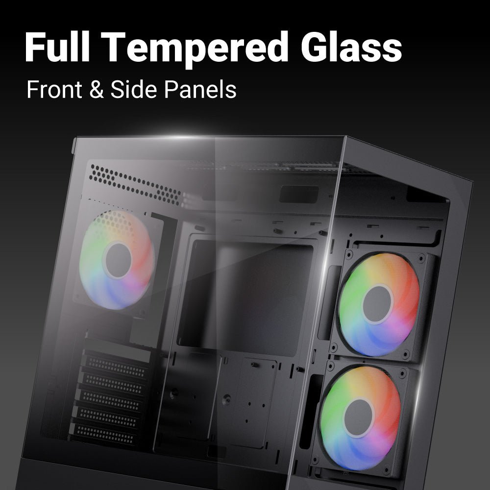 Aerocool P500D ARGB Mid Tower Case 3 Fan ARGB Black + LUX 650W 80+ Bronze PSU - AHW Store