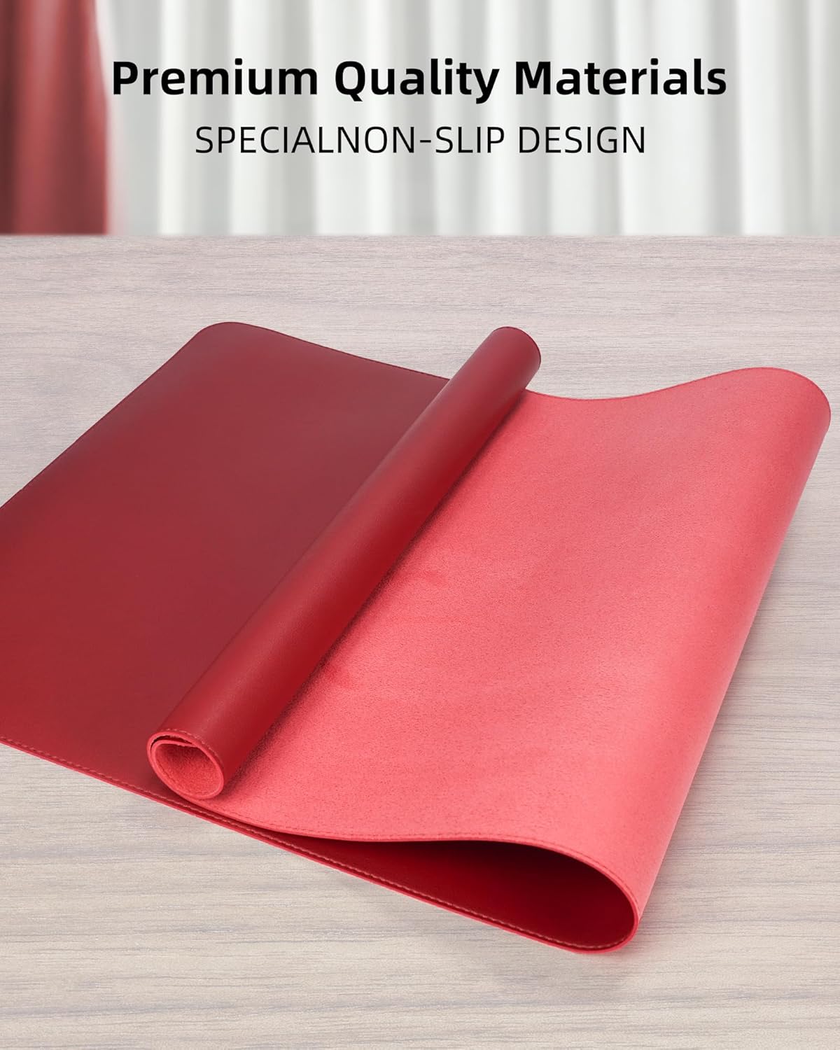 AFIING Red Leather Desk Protector 31.5x15.7 - AHW Store