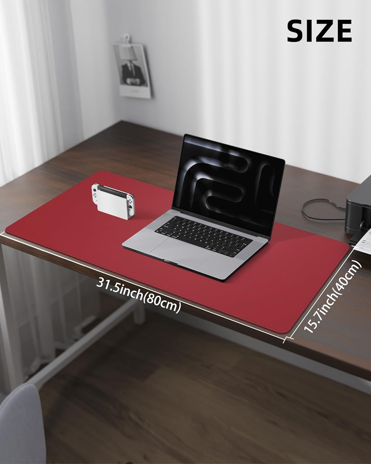 AFIING Red Leather Desk Protector 31.5x15.7 - AHW Store