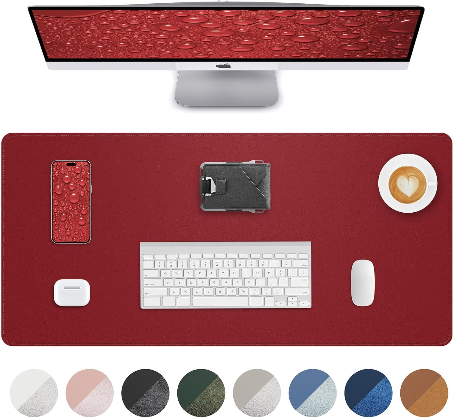 AFIING Red Leather Desk Protector 31.5x15.7 - AHW Store