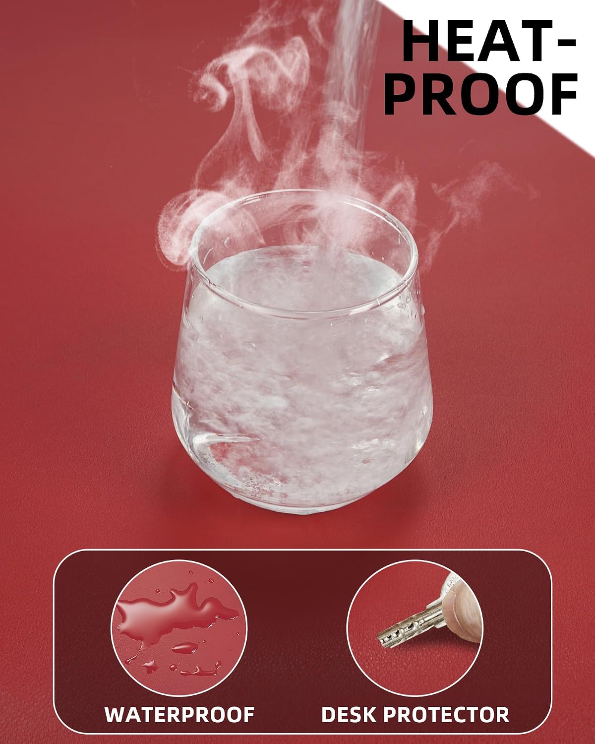 AFIING Red Leather Desk Protector 31.5x15.7 - AHW Store