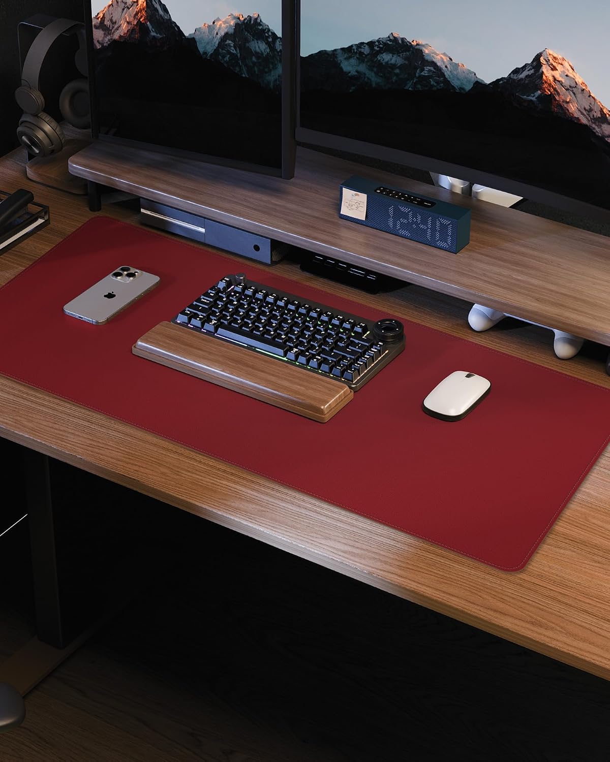 AFIING Red Leather Desk Protector 31.5x15.7 - AHW Store