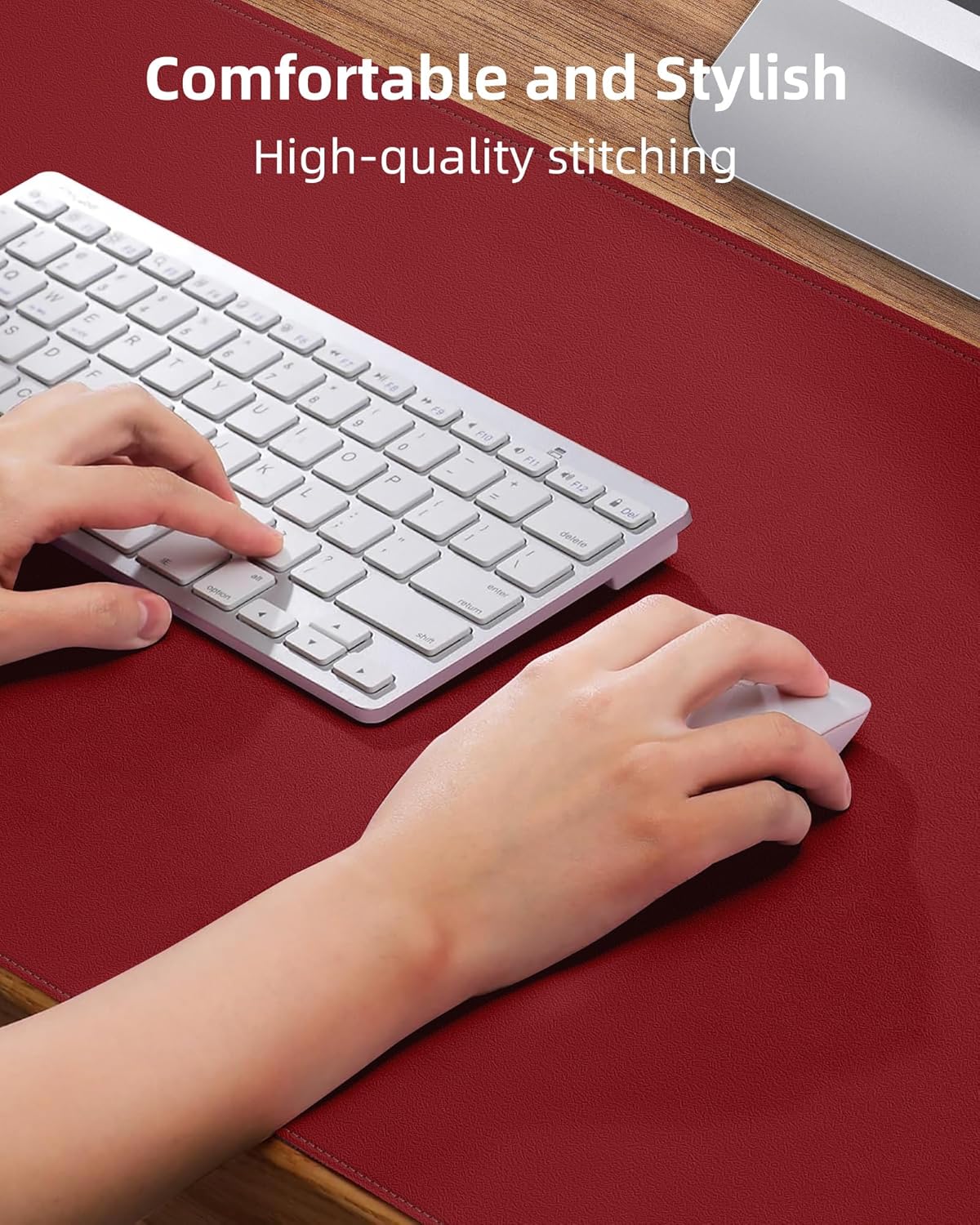 AFIING Red Leather Desk Protector 31.5x15.7 - AHW Store