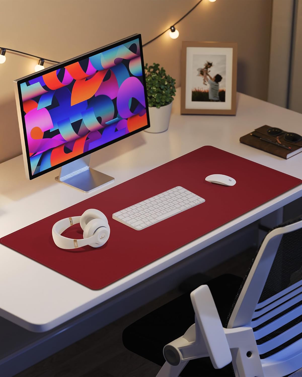 AFIING Red Leather Desk Protector 31.5x15.7 - AHW Store