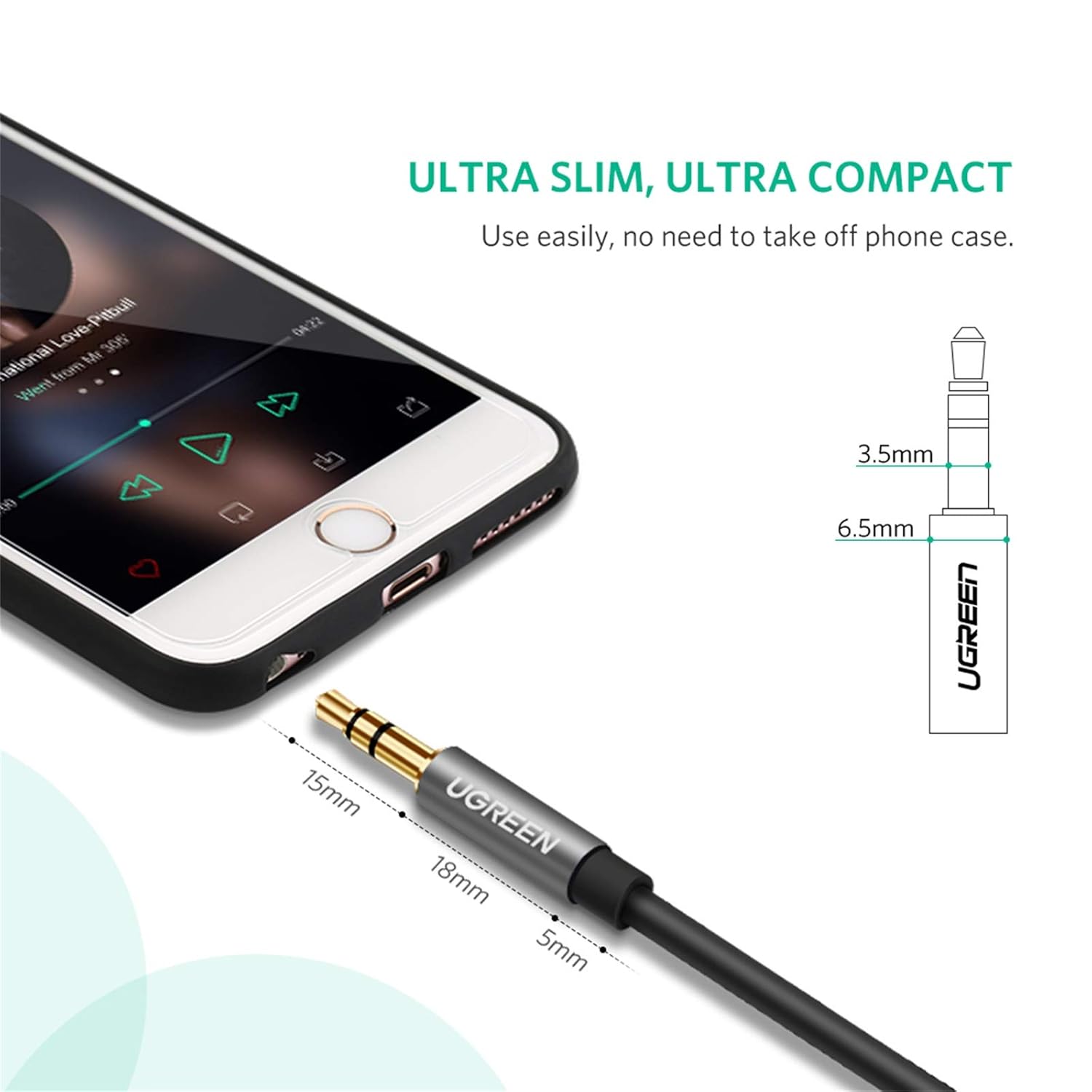 UGREEN Headphone Extension Cable 3.5mm Male to Female Audio Lead Aux Extender Mini Jack Plug Auxilia