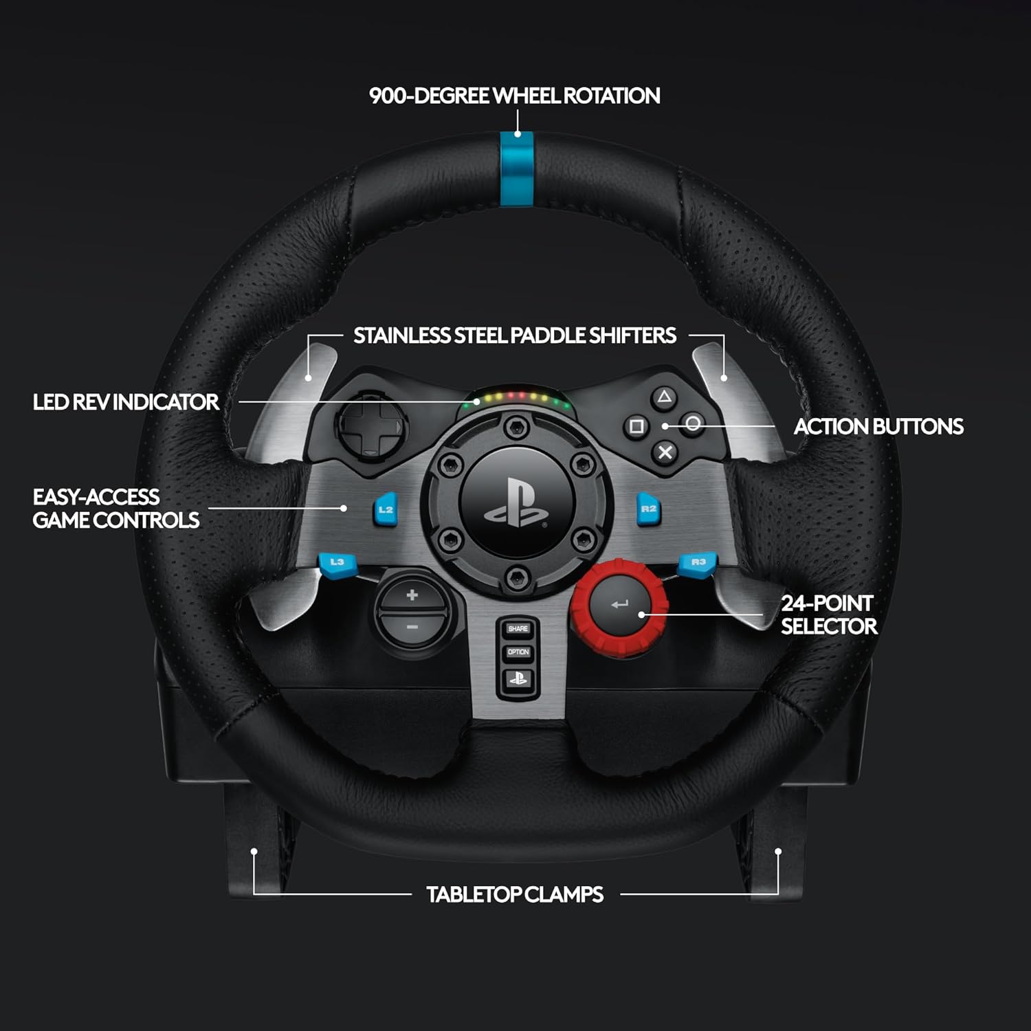 Logitech G29 Driving Force Racing Wheel and Floor Pedals, Real Force Feedback, Stainless Steel Paddl