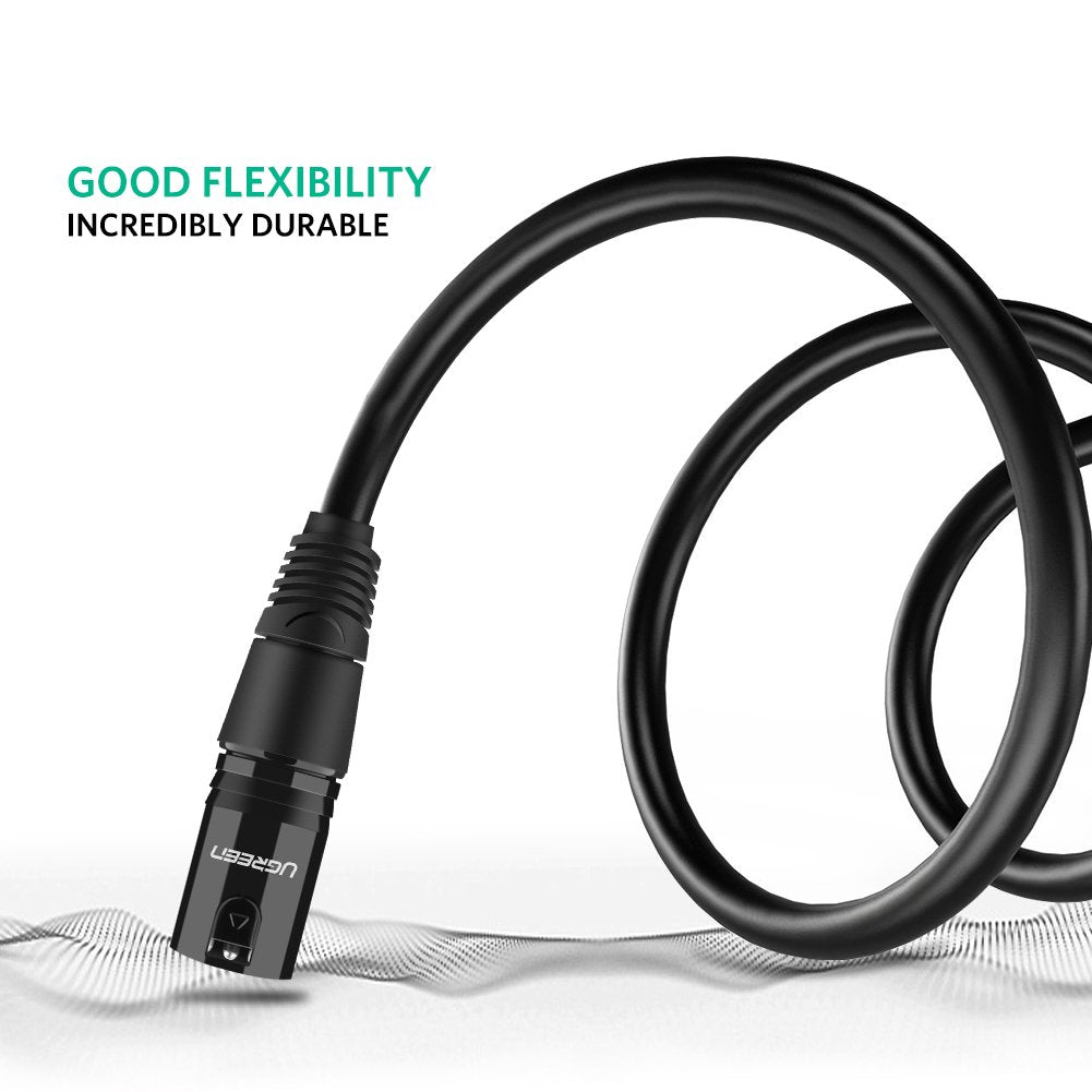 UGREEN 5M Balanced XLR Male to Female Microphone Extension Cable Premium Shielded Audio Jack Extender Cord for PA Systems Studio Recorders Amplifiers Mixers and Live Stage Speakers