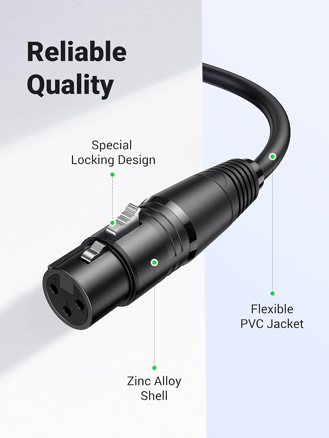 UGREEN 20714 XLR Extension Audio Cable 10 Meters Premium Microphone Male to Female Balanced Interconnect Cord for Professional Sound Mixers Studio Speakers AV130