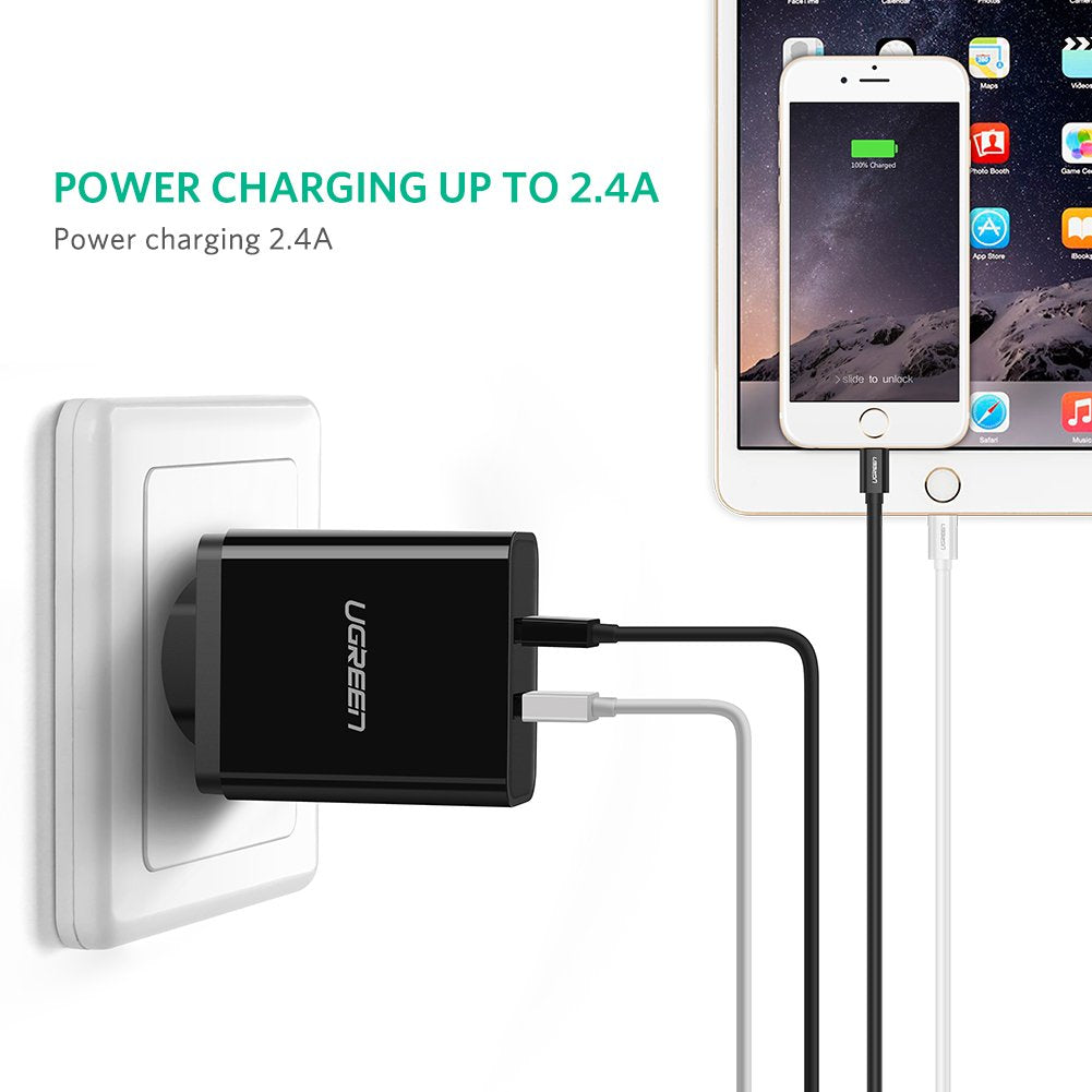 UGREEN Nickel Plating ABS Shell Charging And Data Transmittion Cable (2.4A -2M), USB-A To Lightning