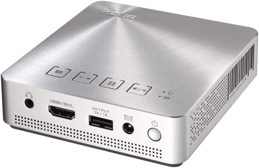Asus S1 Portable LED Projector 200 Lumens Built-In 6000mAh Power Bank Battery Pocket-Sized Mobile Projector HDMI MHL USB Charging Port Built-In Speaker - Silver