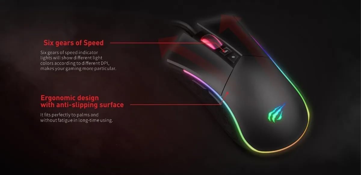 HAVIT GAMENOTE MS1001 RGB Gaming Mouse 7200DPI