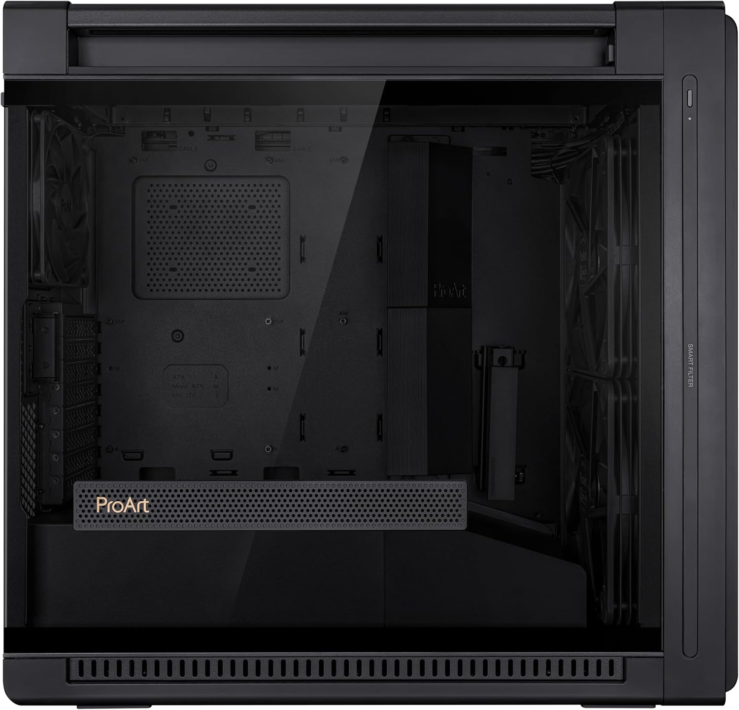ASUS ProArt PA602 E-ATX computer case, 420 mm radiator support, one 140 mm and two 200mm pre-install