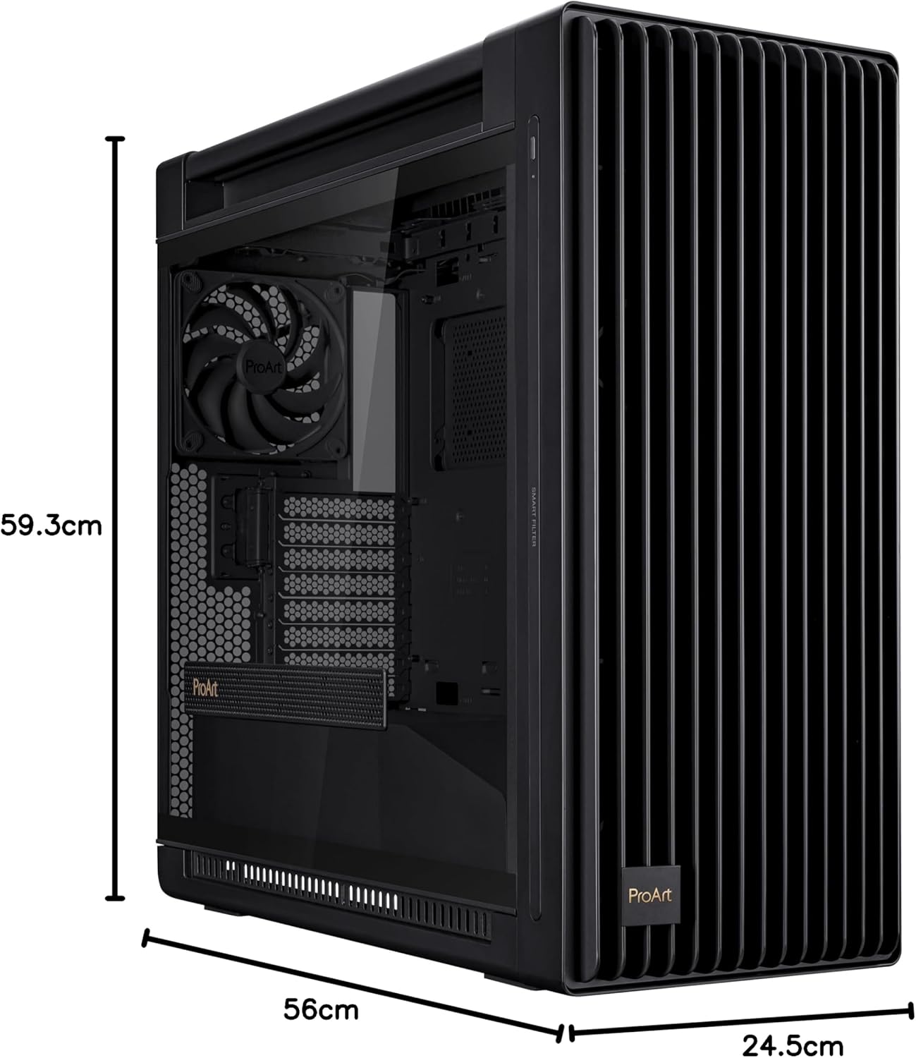 ASUS ProArt PA602 E-ATX computer case, 420 mm radiator support, one 140 mm and two 200mm pre-install