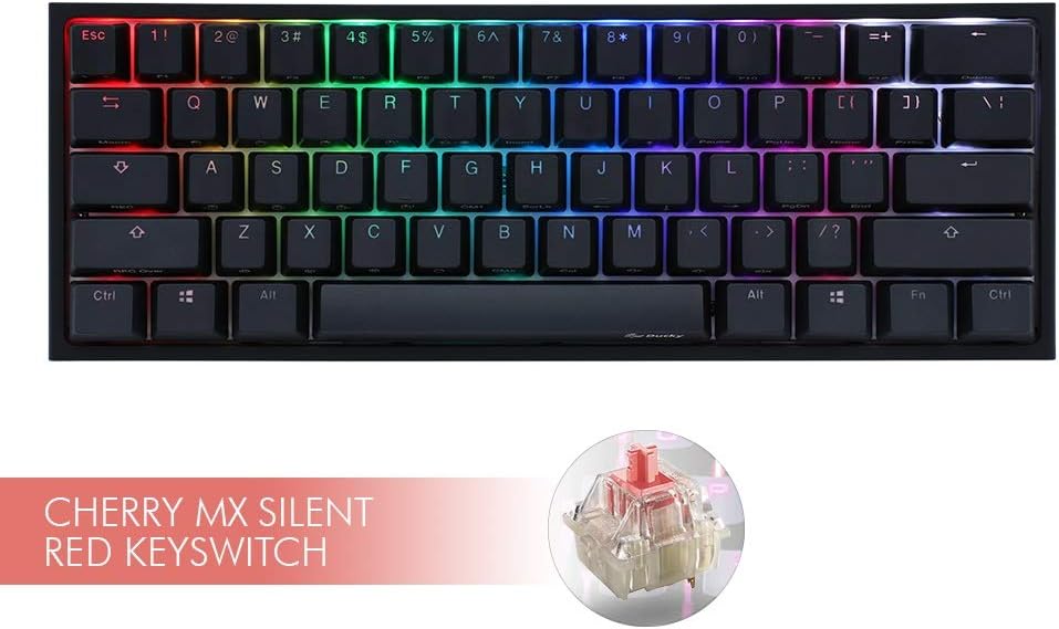 Ducky Channel One 2 Mini/Cherry Silent Red/English/PBT/Seamless double shot/Black keycaps/Black top