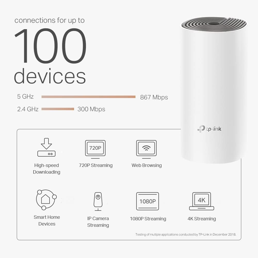 TP-Link Deco E4 Mesh-WLAN 3-Pack (Router, 2 Extender) (AC1200) - White