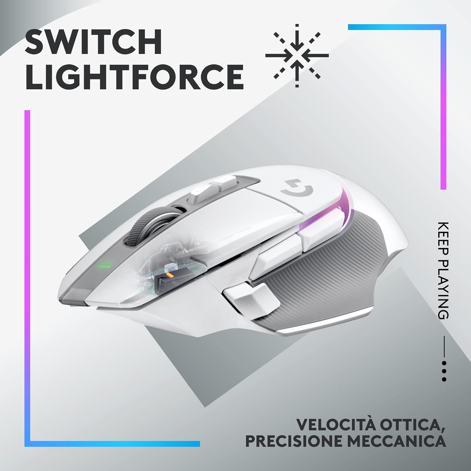Logitech G G502 X PLUS LIGHTSPEED Wireless RGB Gaming Mouse LIGHTFORCE Hybrid Switches LIGHTSYNC RGB HERO 25K Sensor PC Mac Compatible - White