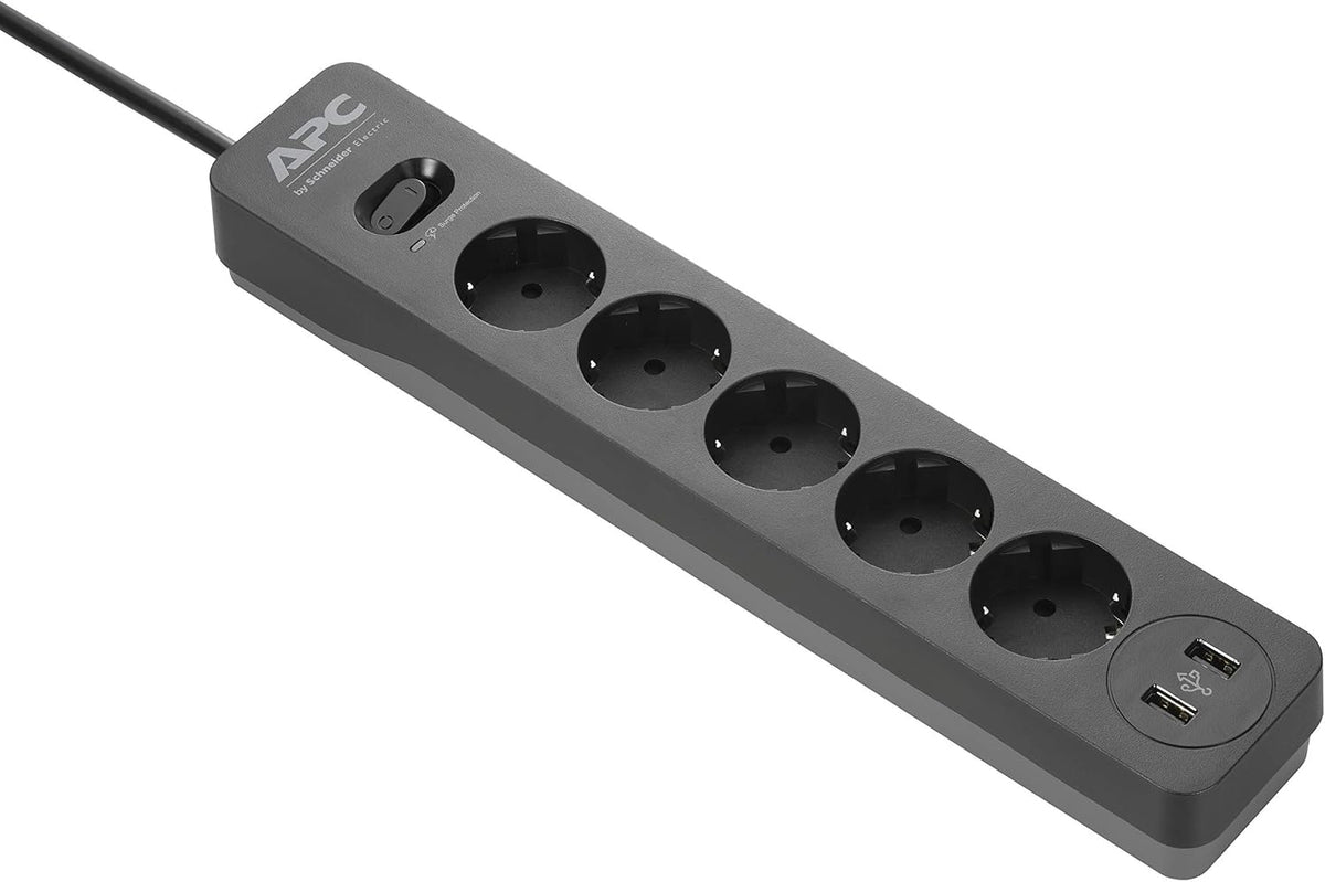 SurgeArrest Charger 5 Outlets + 2 USB 230V Black