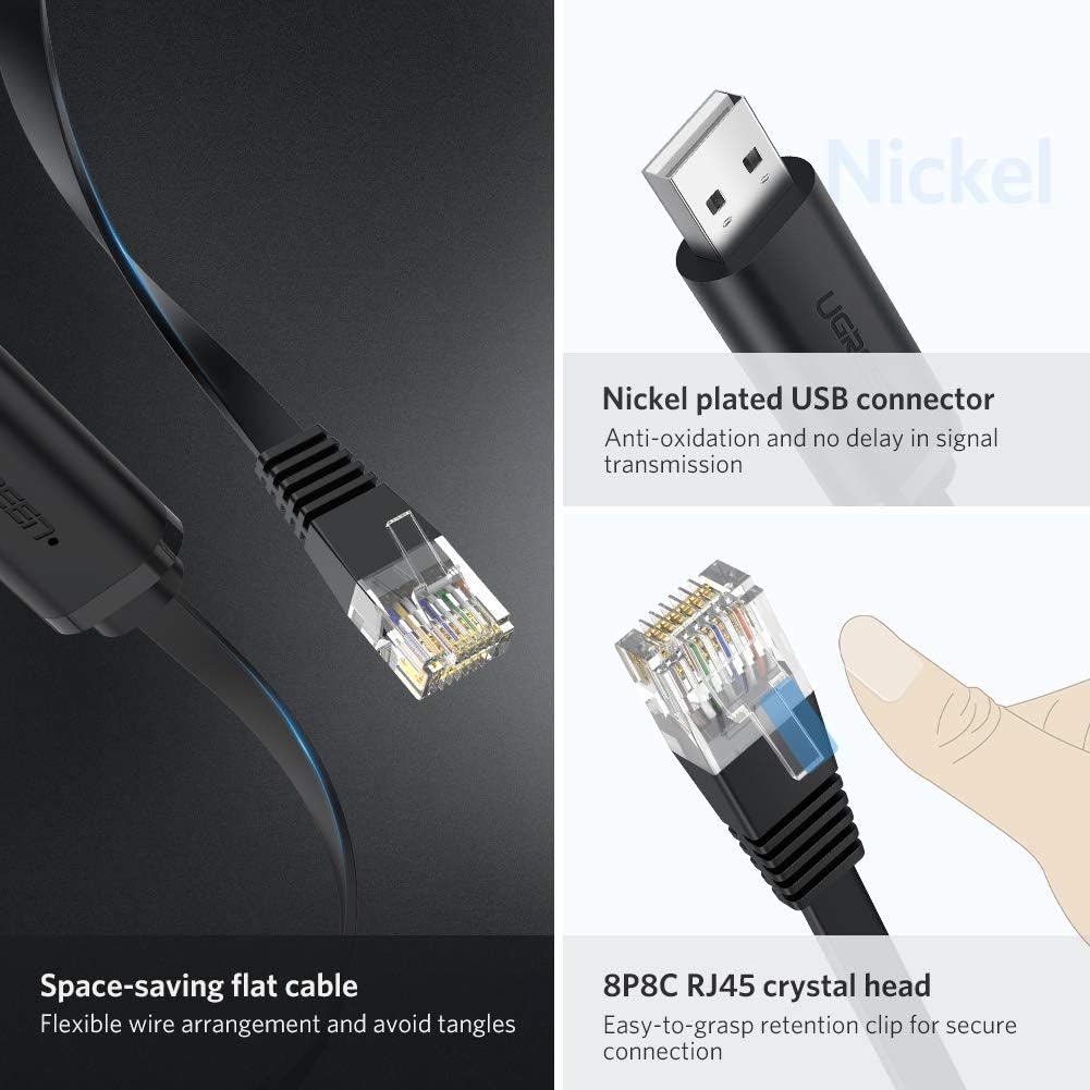 UGREEN USB 2.0 to RJ45 Console Cable 1.5M Black (50773)