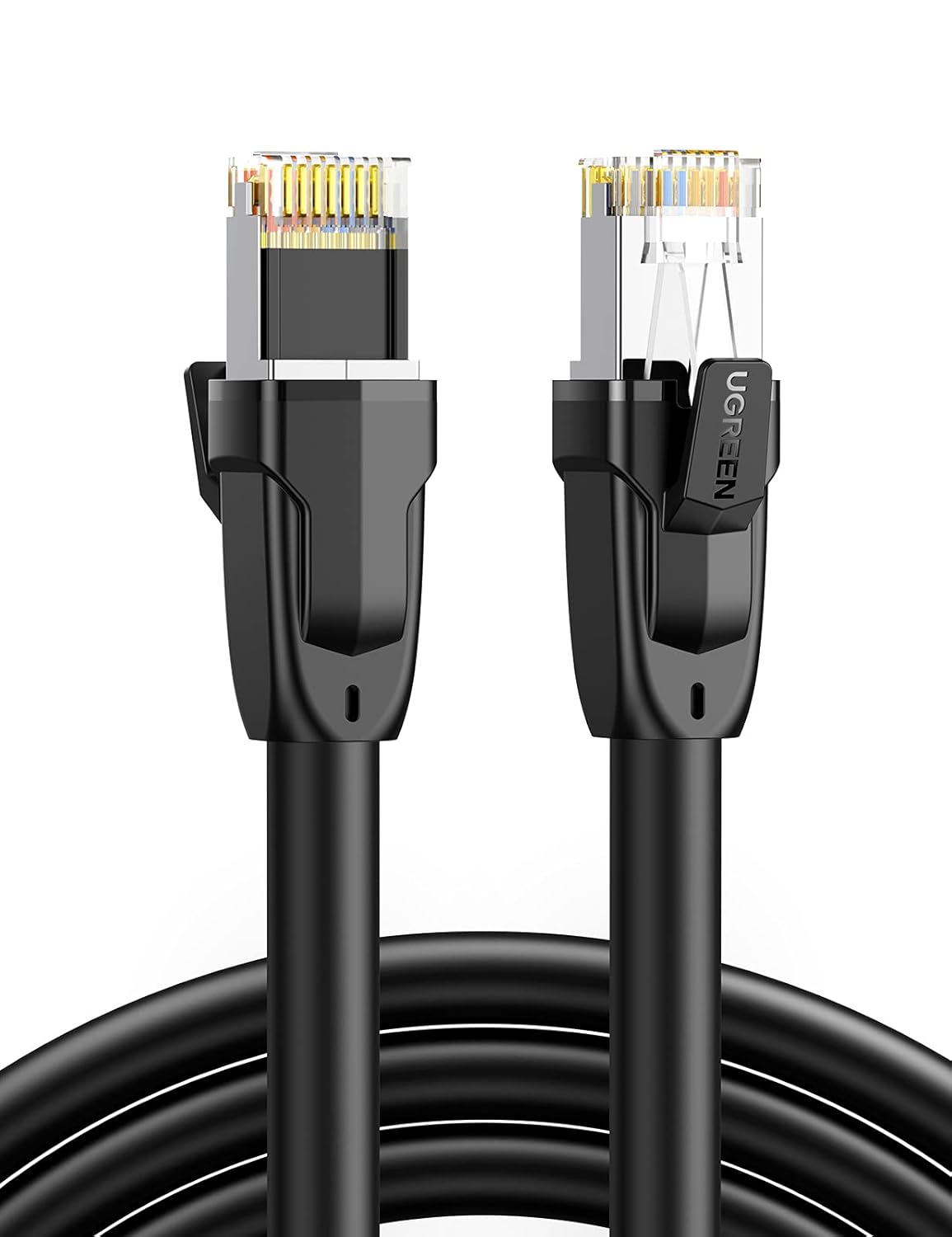 UGREEN 70329 Cat8 SFTP High Speed 40Gbps Shielded Lan Patch Cord 2 Meters Black Color Heavy Duty Network Web Connection Wire for Gaming Consoles Routers NW121