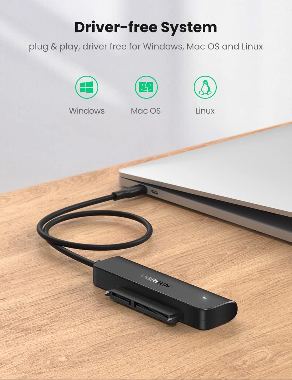 UGREEN USB C to SATA Adapter External Hard Drive Reader Cable 2.5 Inch SSD Disk Transfer Kit