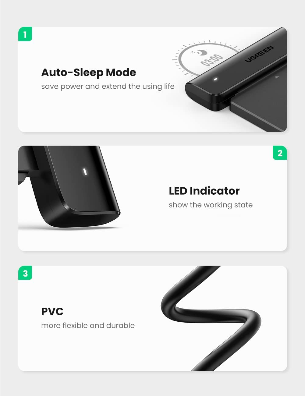 UGREEN USB C to SATA Adapter External Hard Drive Reader Cable 2.5 Inch SSD Disk Transfer Kit