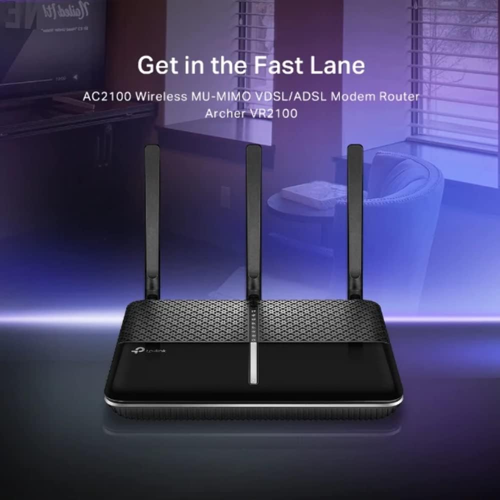 TP-Link Archer VR2100 AC2100 Dual-Band MU-MIMO VDSL/ADSL Modem Router Wireless Fiber/VDSL/ADSL Internet Router Up to 350Mbps VDSL Speed Gigabit Ports Super VDSL Support