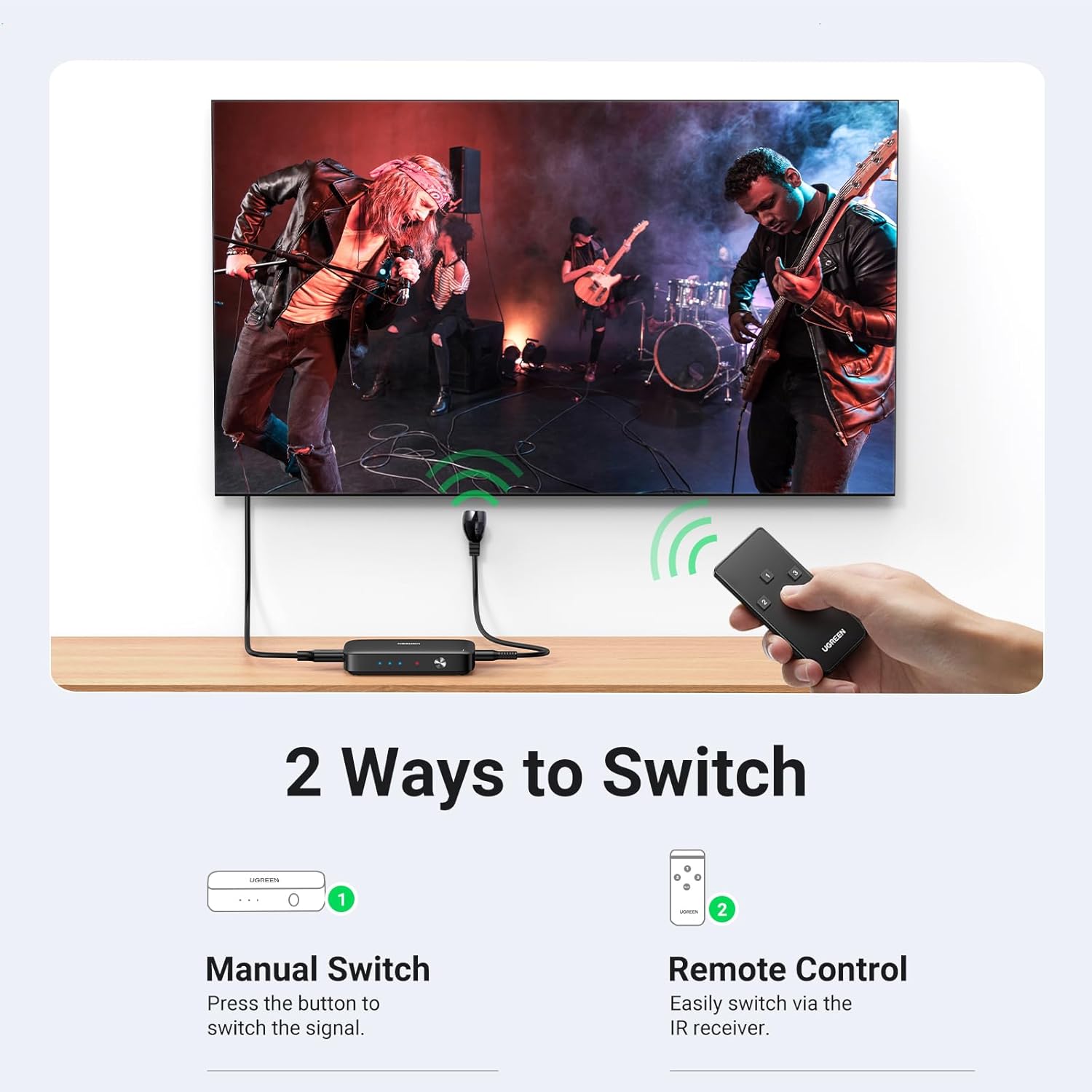 UGREEN 3-in-1 Out HDMI Switcher 4K 30Hz Manual Switch Box Supporting HDR 3D HDCP Compatible with TV Box and PS5 plus PS4 and Laptop PC HDTV Projector Display Monitor - Black